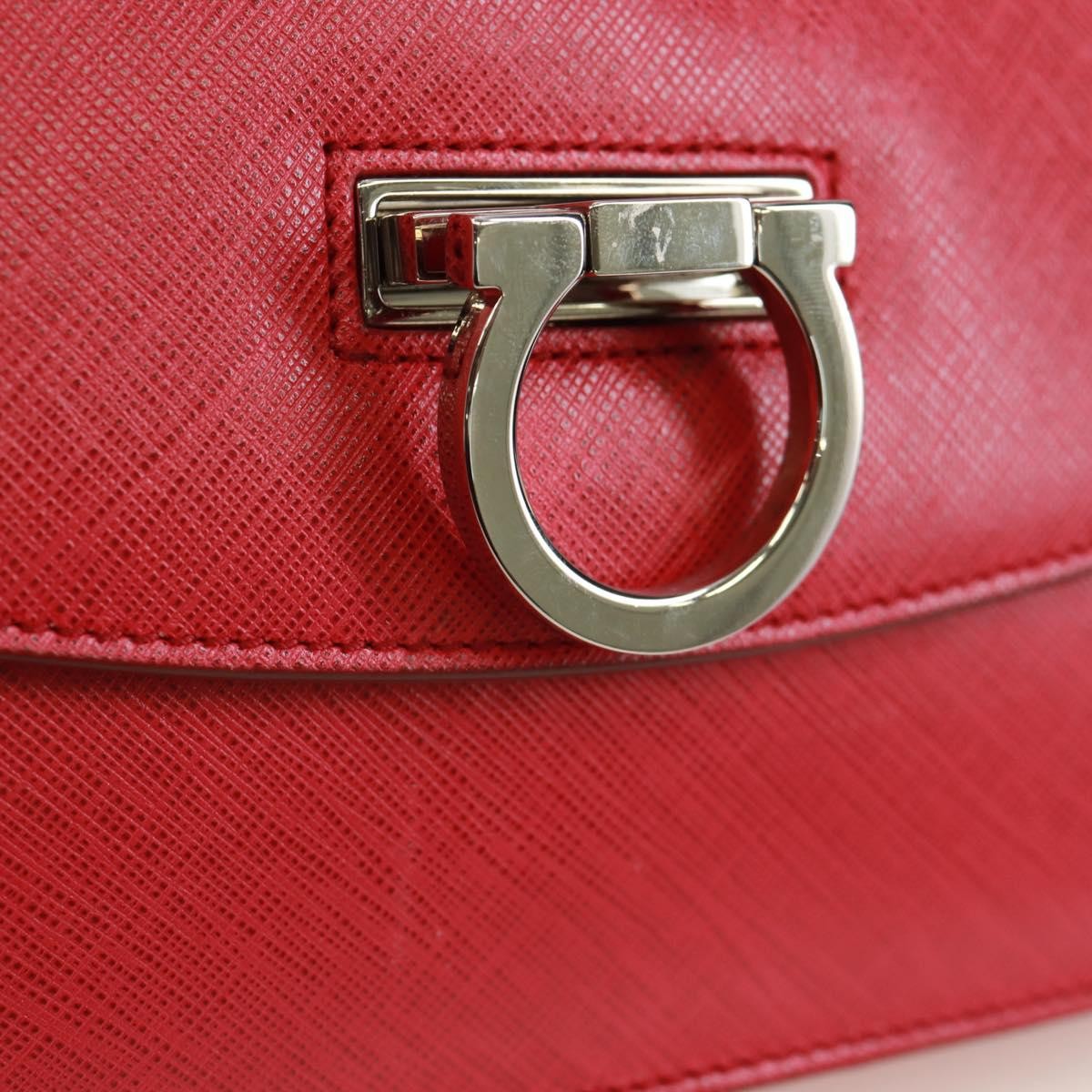 Salvatore Ferragamo Gancini Convertible Top Handle Saffiano Leather Pink Leather Handbag (Pre-Owned)