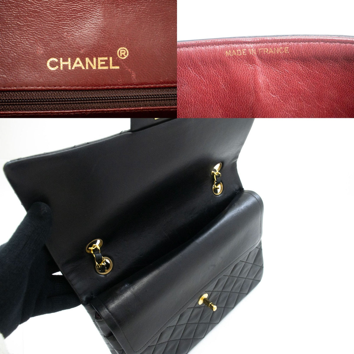 Chanel Timeless - Classic Double Flap Leather Black Leather Handbag (Pre-Owned)