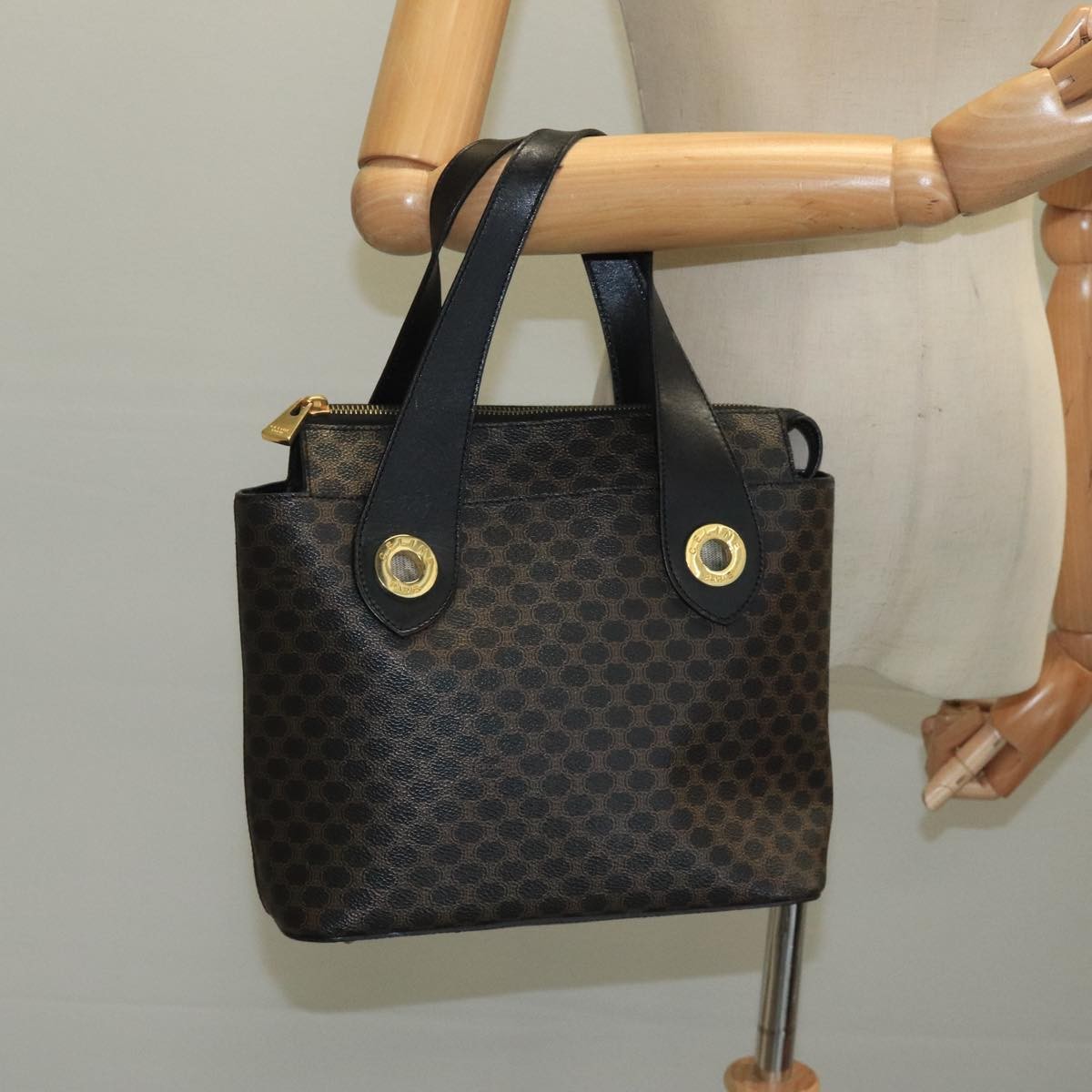 Celine C Macadam Pvc Leather Black Pvc Handbag (Pre-Owned)