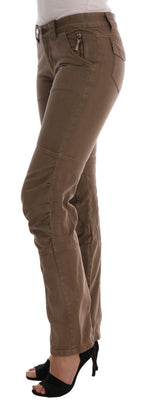 Ermanno Scervino Brown Cotton Casual Slim Fit Women's Pants