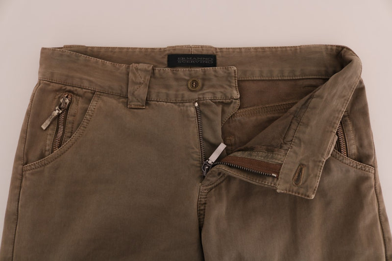 Ermanno Scervino Brown Cotton Casual Slim Fit Women's Pants