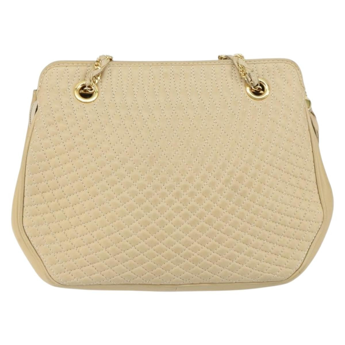 Bally Vintage Chain Quilted Leather Beige Leather Shoulder Bag Bag (Pre-Owned)