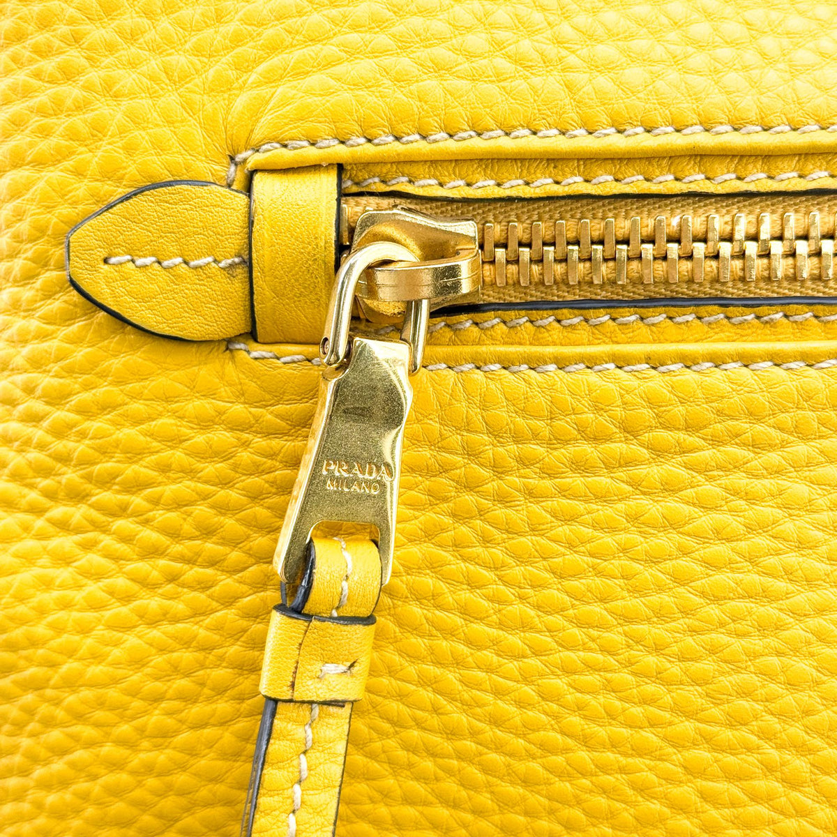 Prada Front Pocket Convertible Tote Leather Yellow Leather Tote Bag Bag (Pre-Owned)
