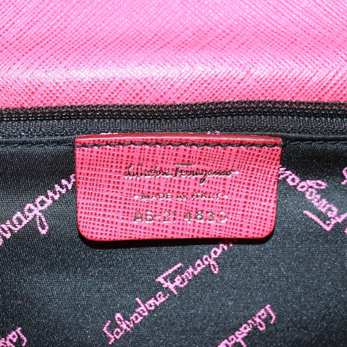Salvatore Ferragamo Gancini Convertible Top Handle Saffiano Leather Pink Leather Handbag (Pre-Owned)