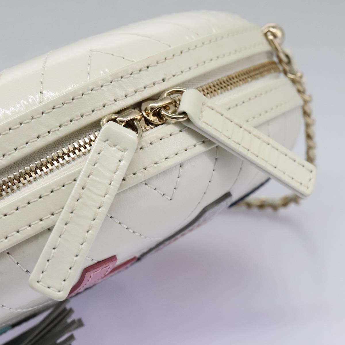 Chanel La Pausa Evening Chevron Lambskin With Applique White Leather Shoulder Bag Bag (Pre-Owned)