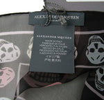 Alexander McQueen Women's Black Chiffon Silk Multiskull Box Print Shawl 496827 1072