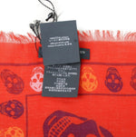 Alexander McQueen Women's Red Modal / Wool Multiskull Box Print Shawl Scarf 496827 6470