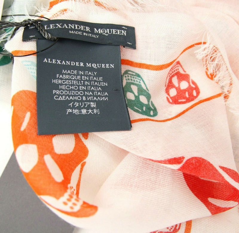 Alexander McQueen Women's Ivory / Orange Shawl With Multiskull Box Print 496827 9276