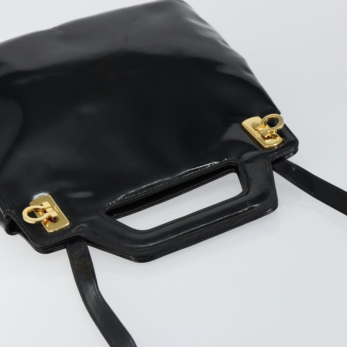 Salvatore Ferragamo Wanda Patent Leather Black Patent_Leather Handbag (Pre-Owned)