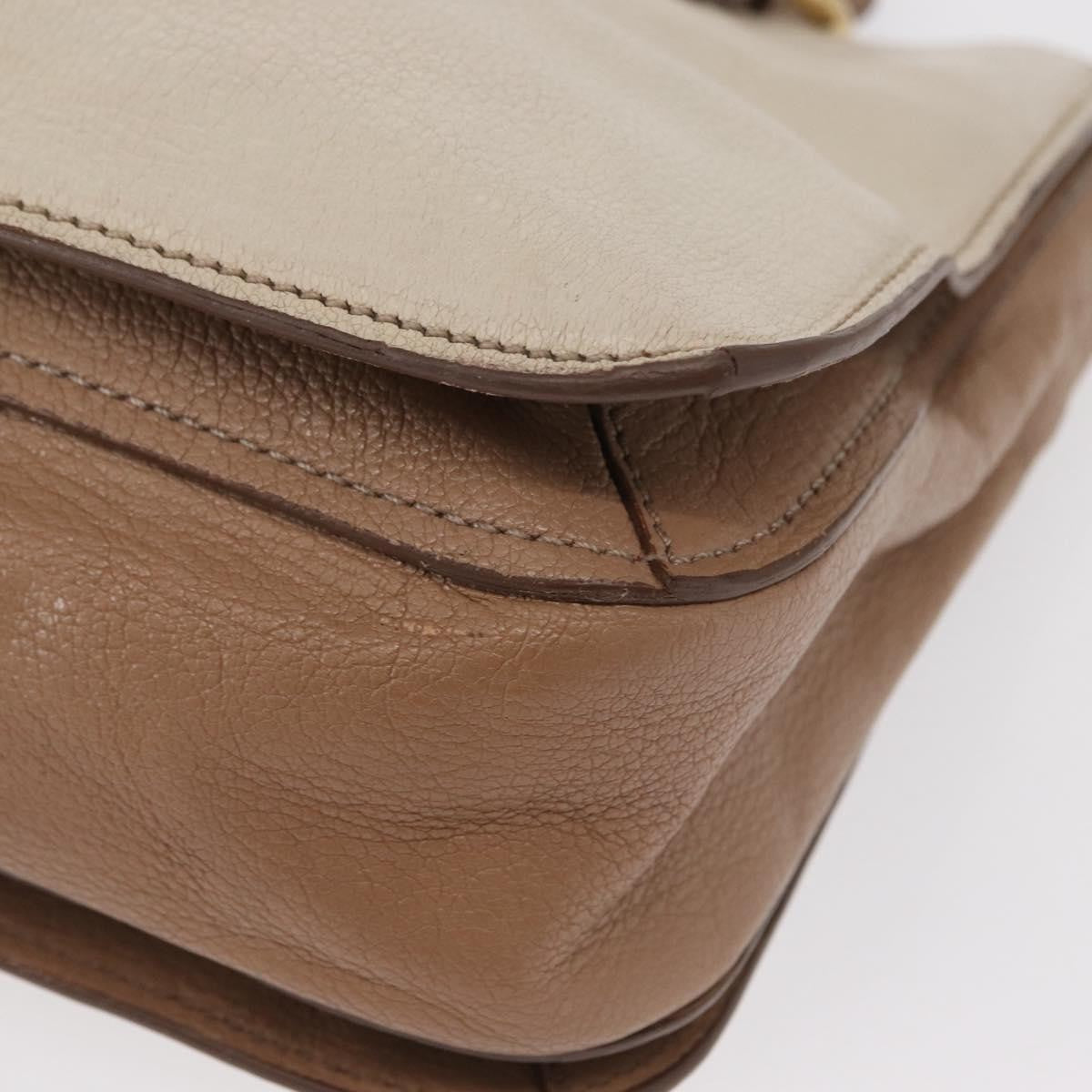 Miu Miu Madras Convertible Lock Tote Leather Beige Leather Handbag (Pre-Owned)