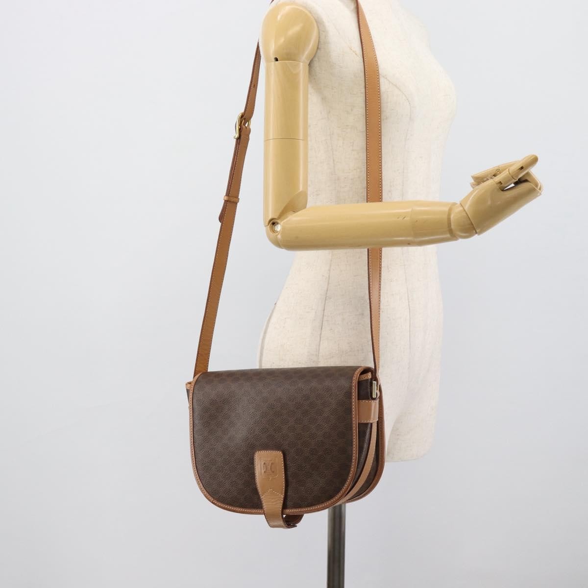 Celine Vintage Macadam Canvas And Leather Brown Canvas Shoulder Bag Bag (Pre-Owned)