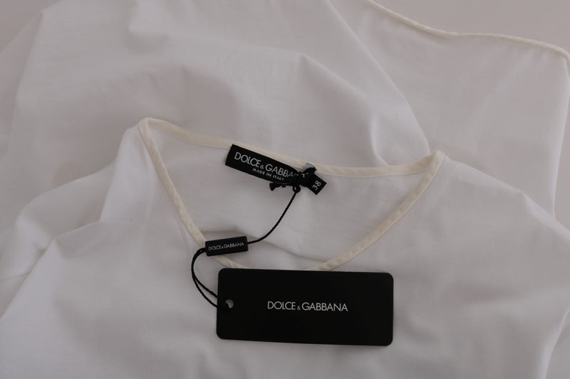 Dolce & Gabbana Elegant White Wrap Blouse with Crystal Women's Accents