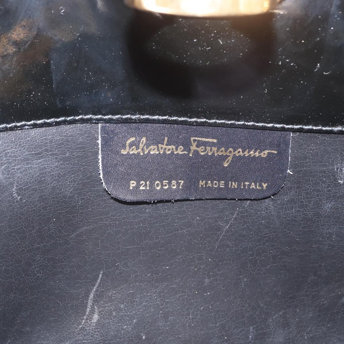 Salvatore Ferragamo Vintage Gancini Chain Patent Leather Black Patent_Leather Shoulder Bag Bag (Pre-Owned)
