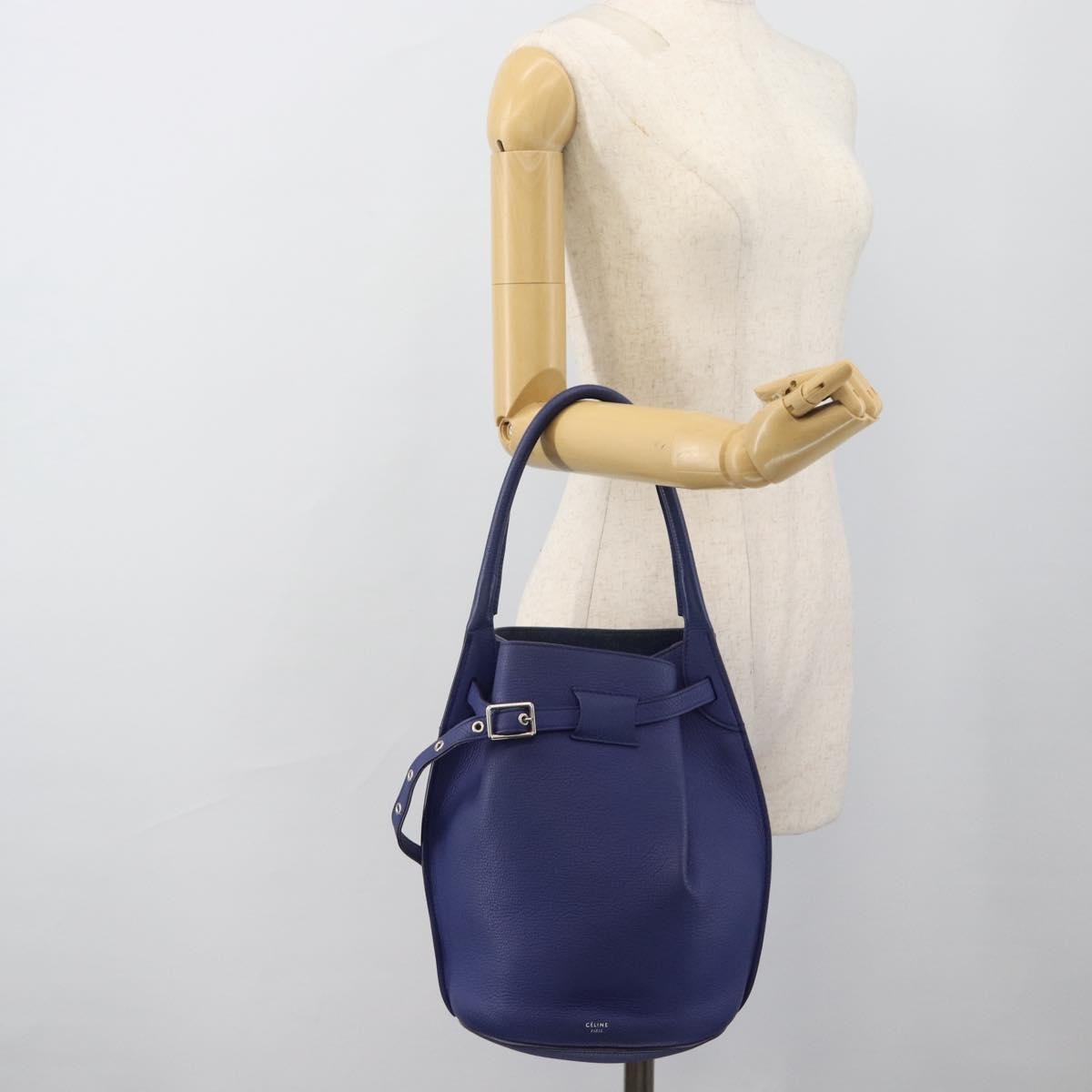 Celine Big Bag Bucket Leather Blue Leather Handbag (Pre-Owned)