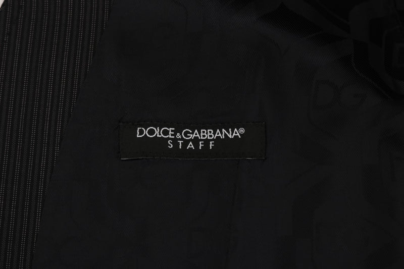 Dolce & Gabbana Elegant Gray Striped Wool Blend Men's Vest