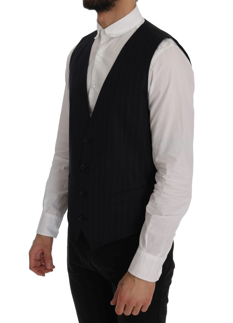 Dolce & Gabbana Elegant Striped Wool Blend Vest Men's Waistcoat