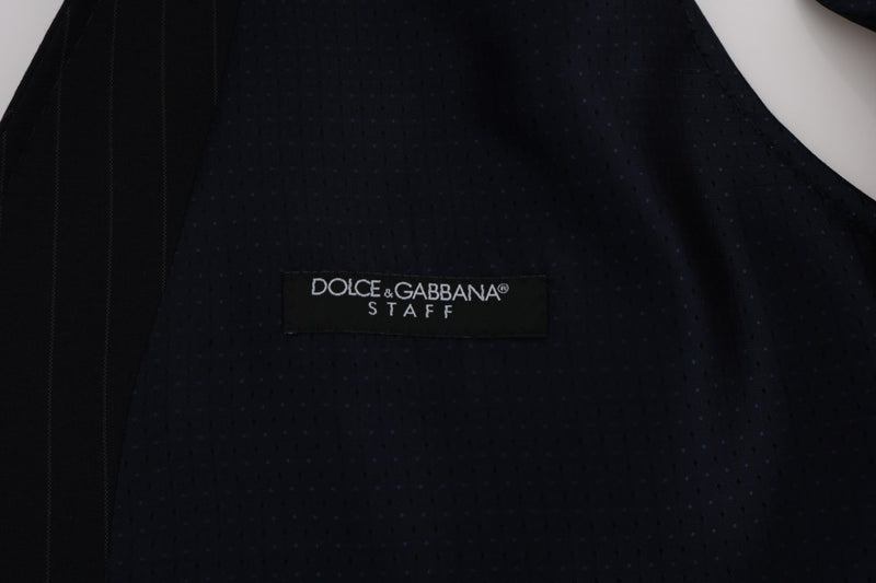 Dolce & Gabbana Elegant Blue Striped Waistcoat Men's Vest