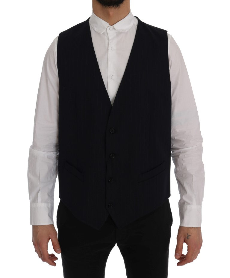 Dolce & Gabbana Elegant Striped Wool Blend Waistcoat Men's Vest
