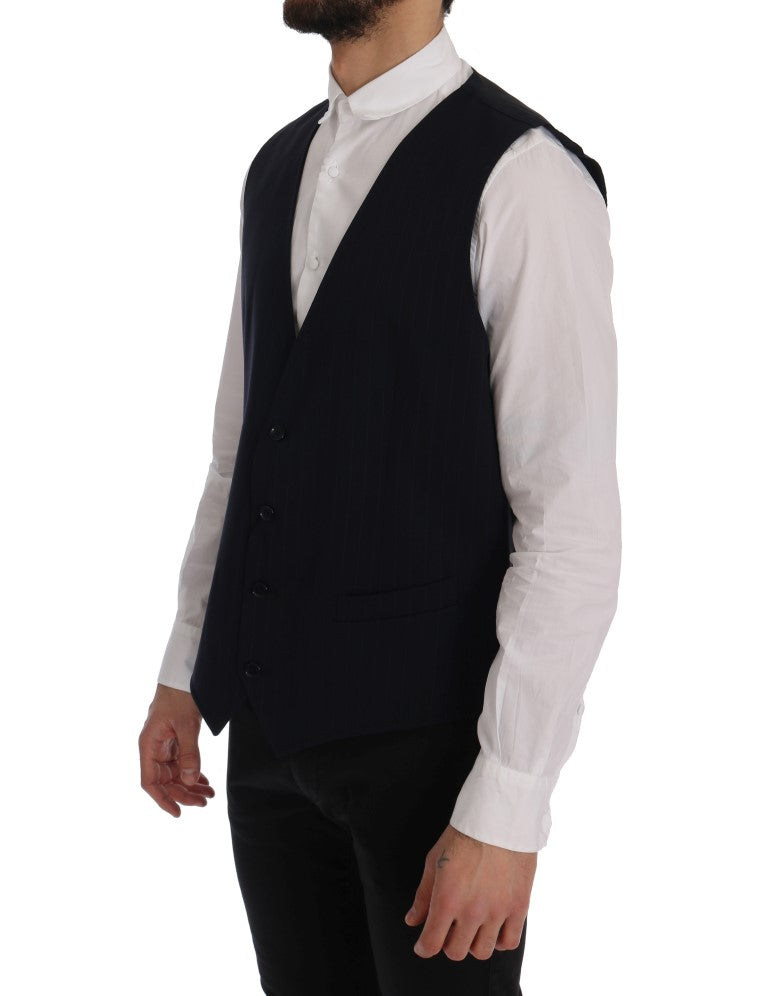 Dolce & Gabbana Elegant Striped Wool Blend Waistcoat Men's Vest