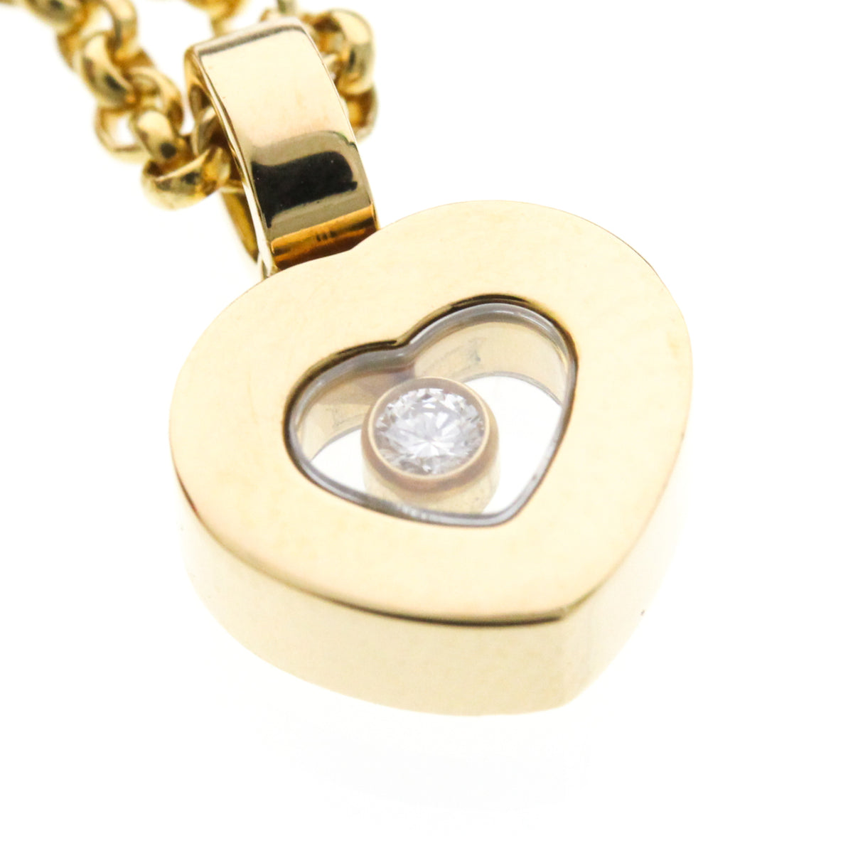 Chopard Happy Diamonds Heart Pendant 18K Yellow Gold With 1 Floating Diamond Gold Yellow_Gold Necklace Jewelry (Pre-Owned)