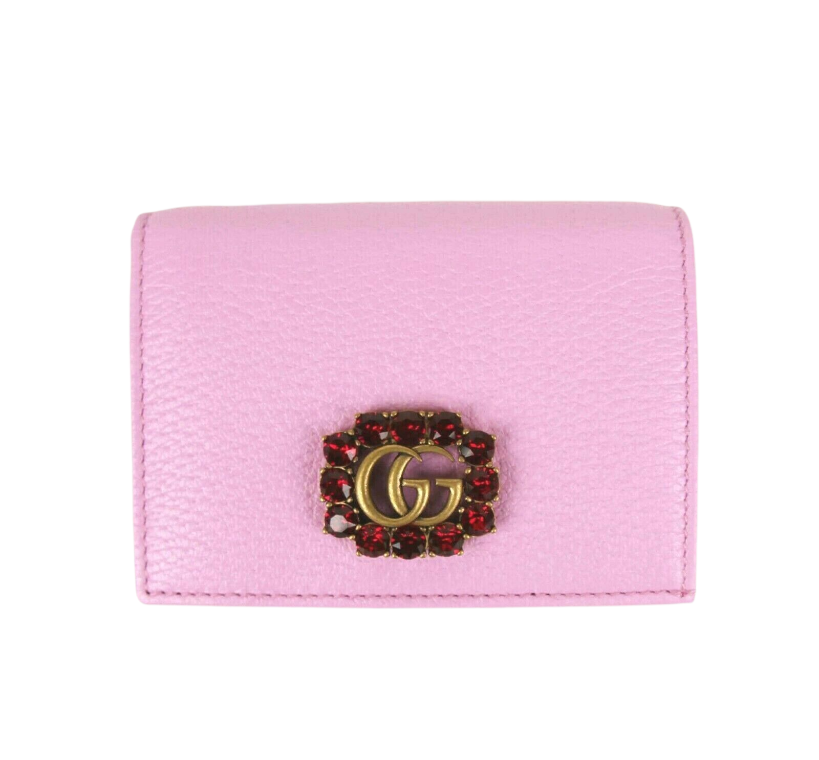 Gucci GG Marmont Pink Leather Crystal Wallet