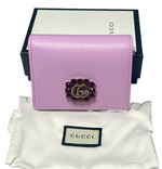 Gucci Marmont Women's Pink Leather Wallet w/Crystal Double G