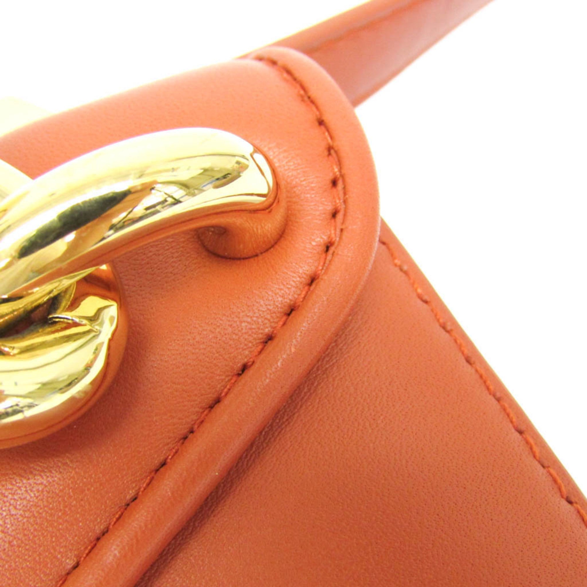Bottega Veneta Mount Leather Orange Leather Shoulder Bag Bag (Pre-Owned)