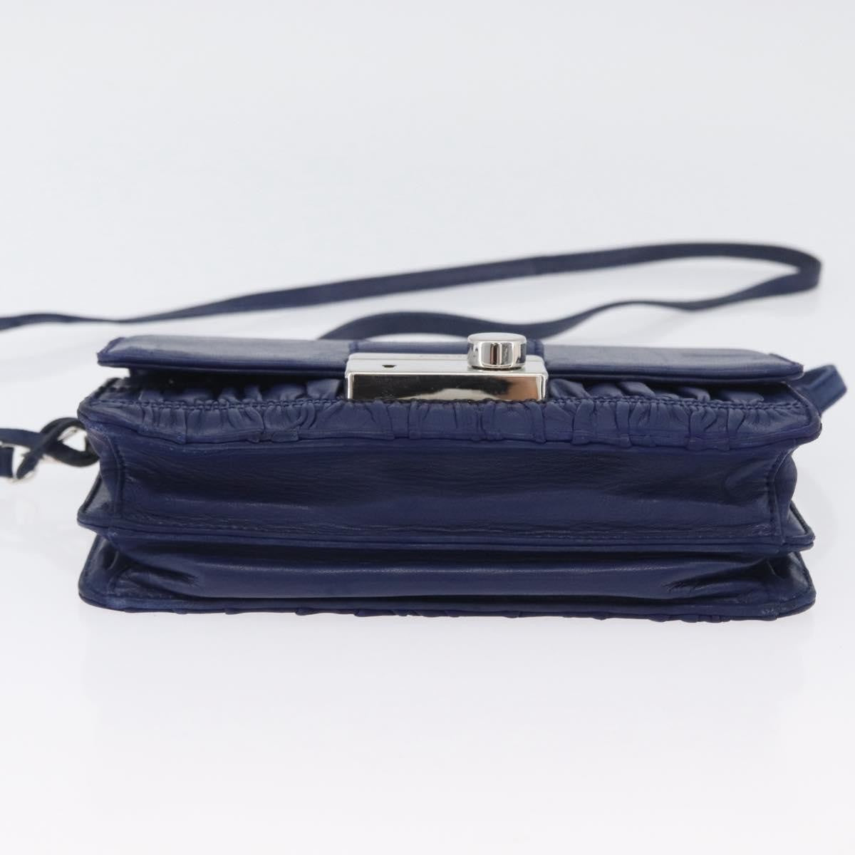 Prada Gaufre Flap Nappa Leather Blue Leather Shoulder Bag Bag (Pre-Owned)