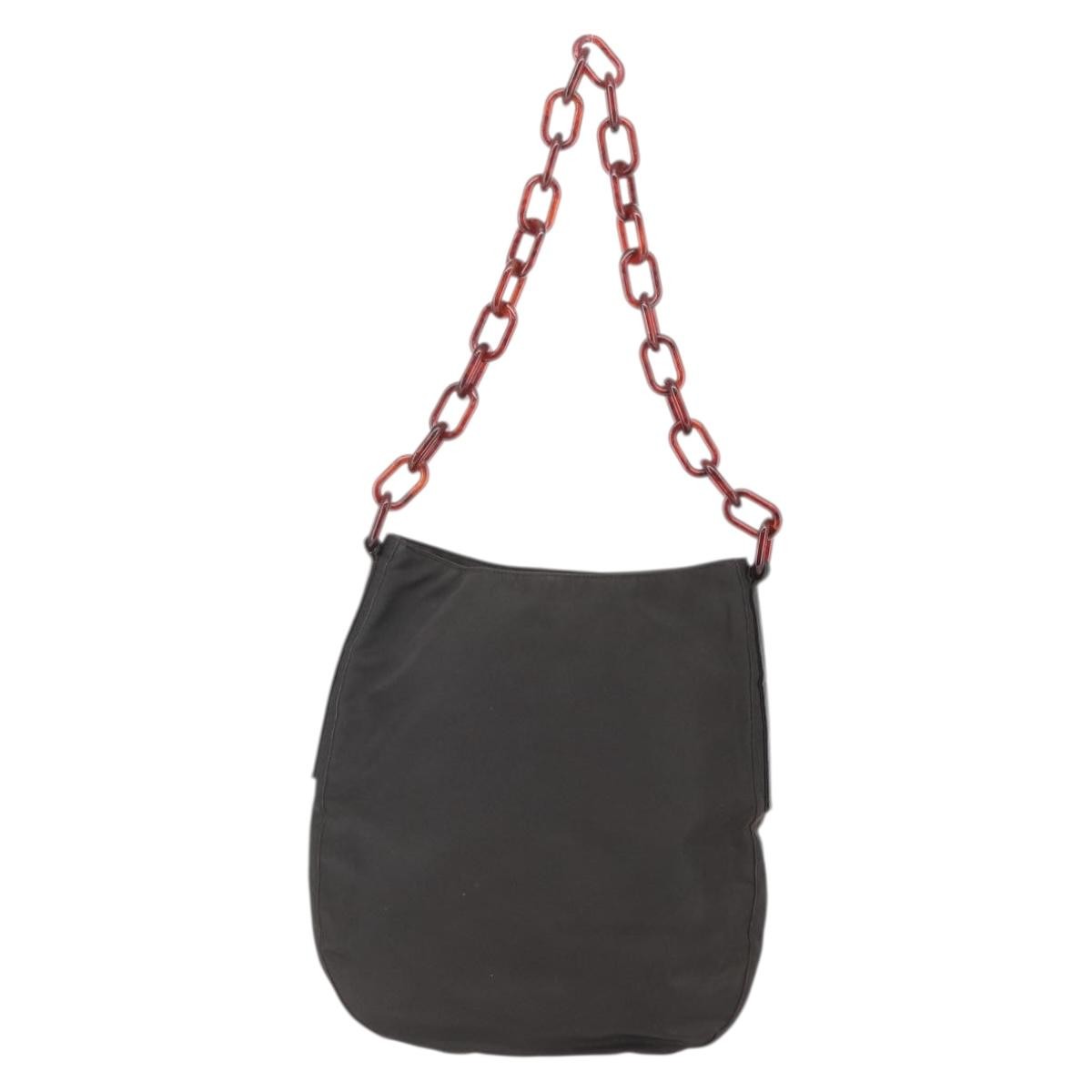 Prada Resin Chain Nylon Brown Nylon Shoulder Bag Bag (Pre-Owned)
