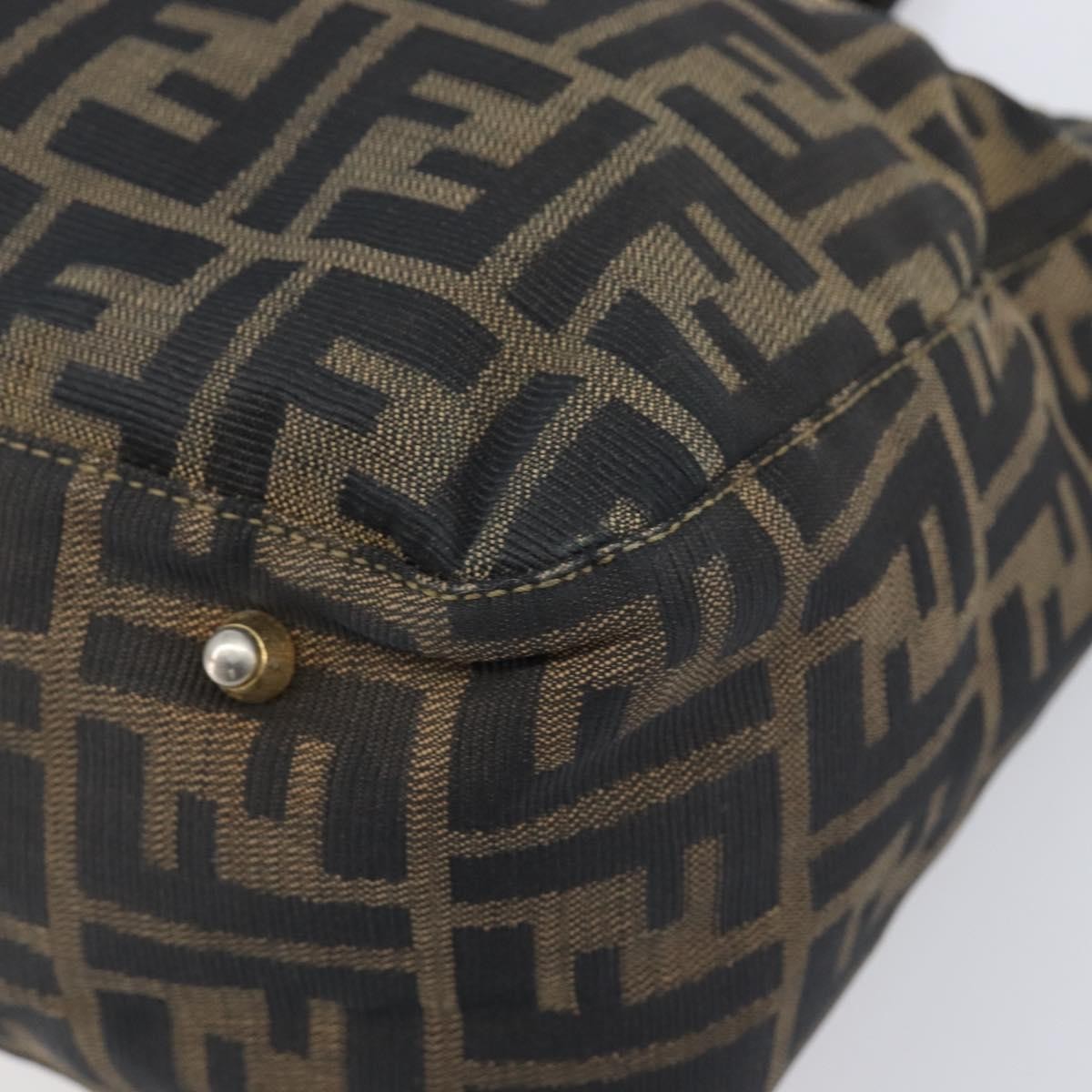 Fendi Vintage Ff Handle Zucca Canvas Brown Canvas Tote Bag Bag (Pre-Owned)