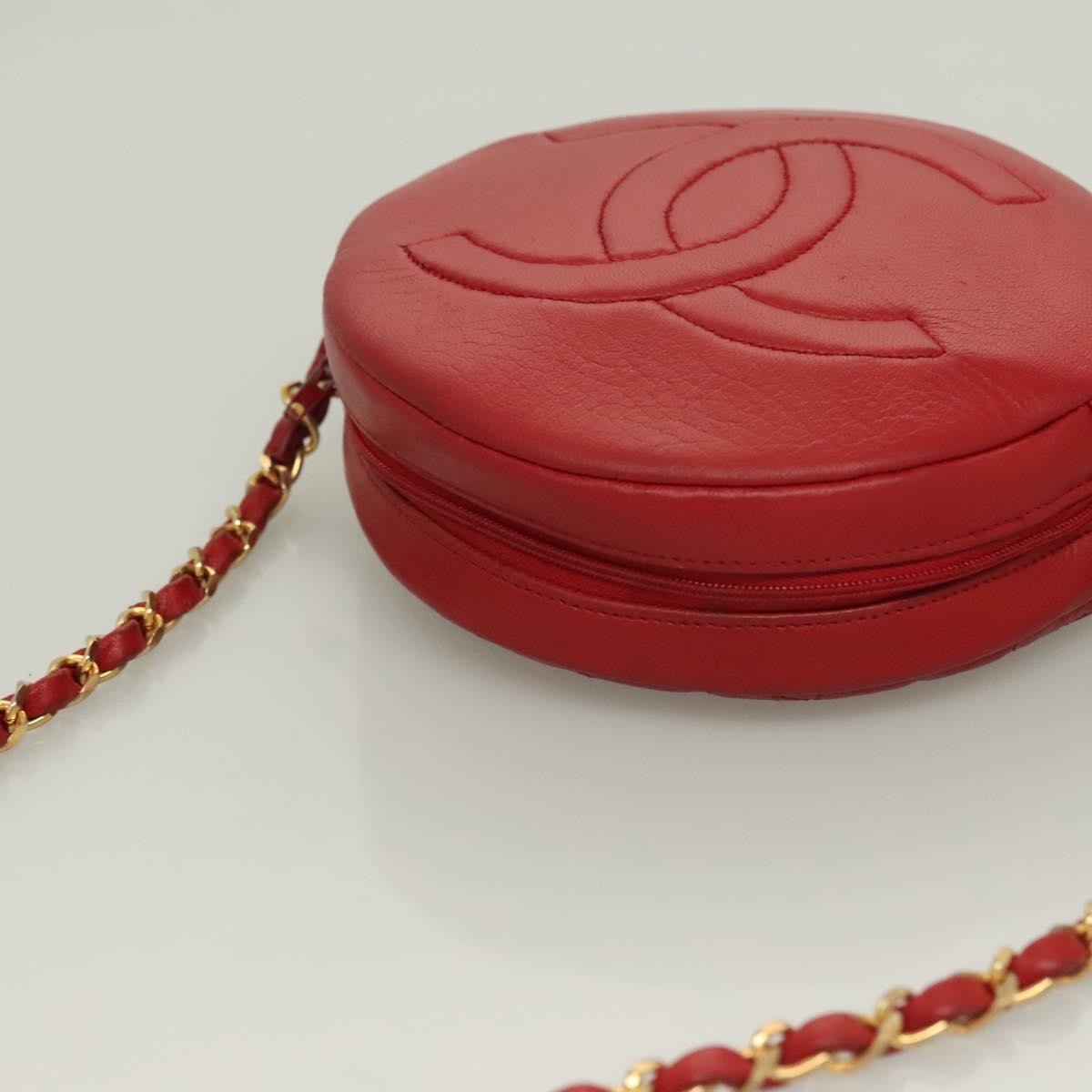 Chanel Vintage Round Tassel Quilted Lambskin Red Leather Shoulder Bag Bag (Pre-Owned)