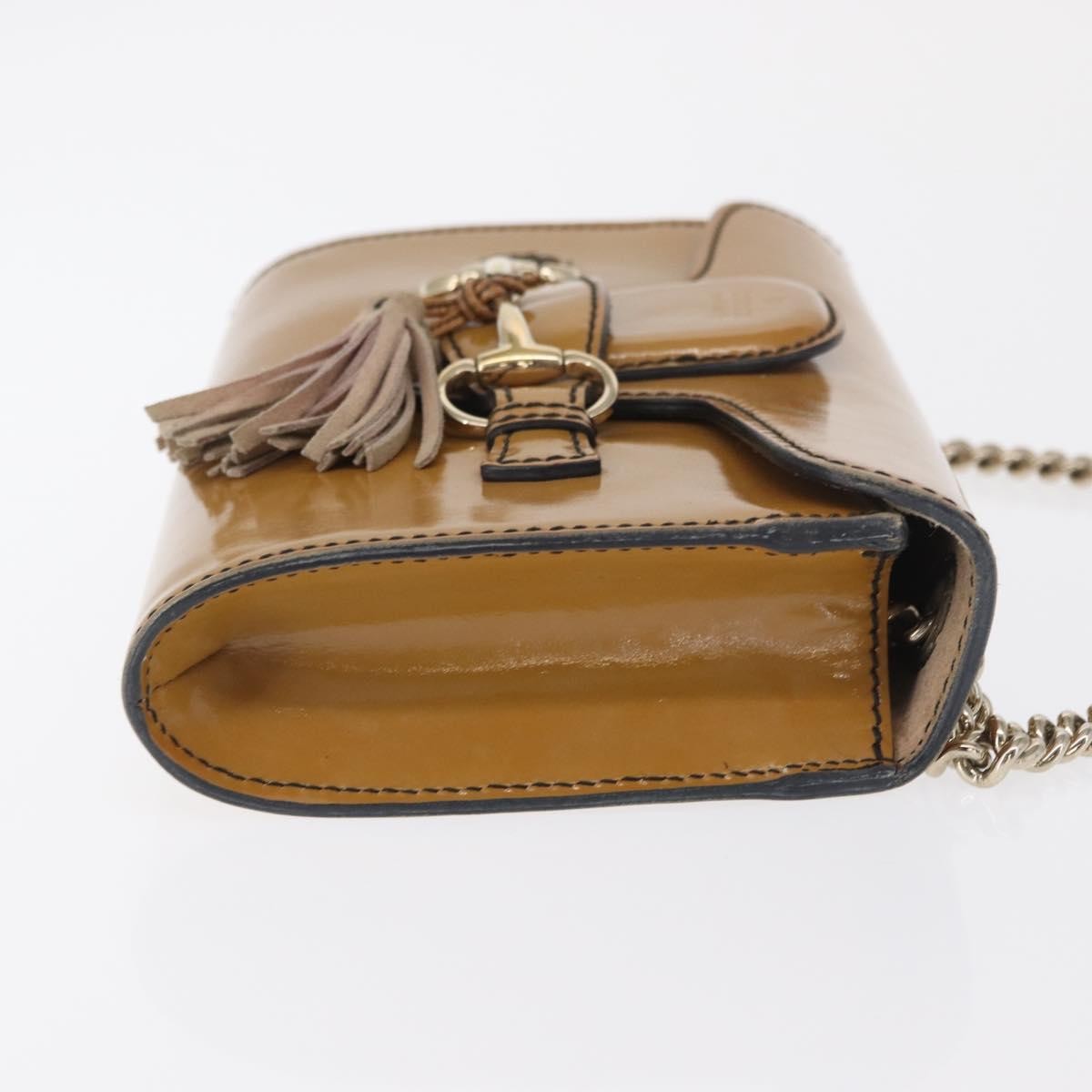 Gucci Emily Chain Flap Patent Beige Patent_Leather Shoulder Bag Bag (Pre-Owned)