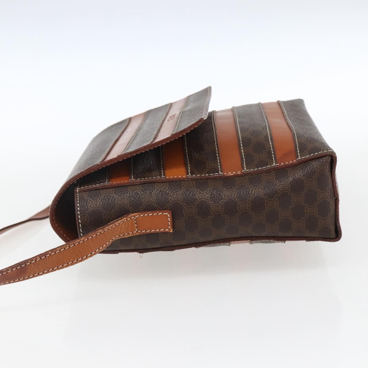 Celine Vintage Macadam Canvas And Leather Brown Canvas Shoulder Bag Bag (Pre-Owned)