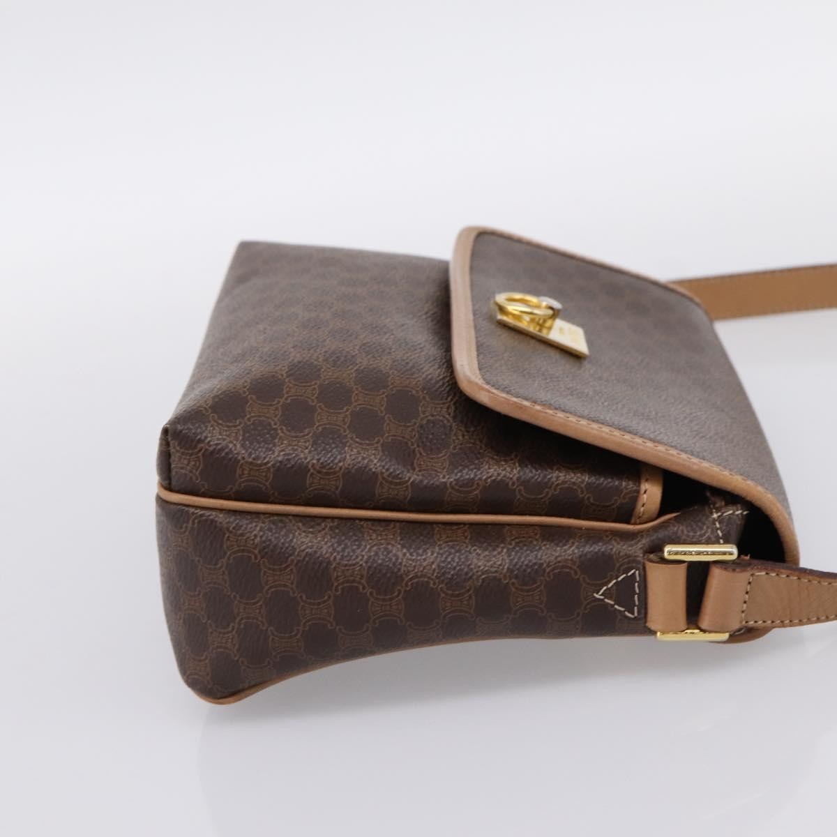 Celine Macadam Leather Brown Canvas Shoulder Bag Bag (Pre-Owned)