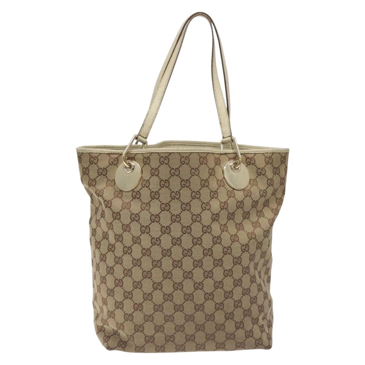 Gucci Gg Canvas Canvas Beige Canvas Tote Bag Bag (Pre-Owned)