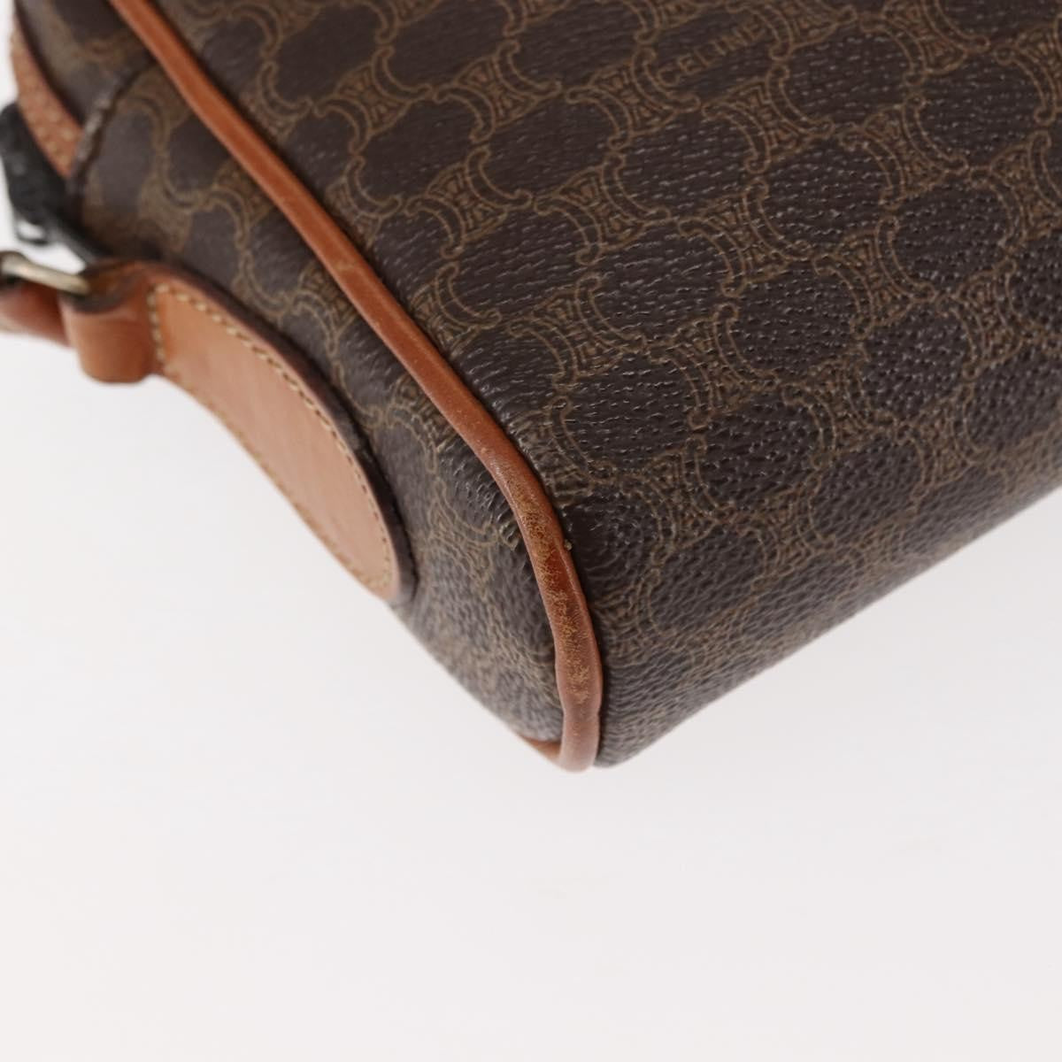 Celine Macadam Shoulder Pvc Leather Brown Canvas Bag (Pre-Owned)