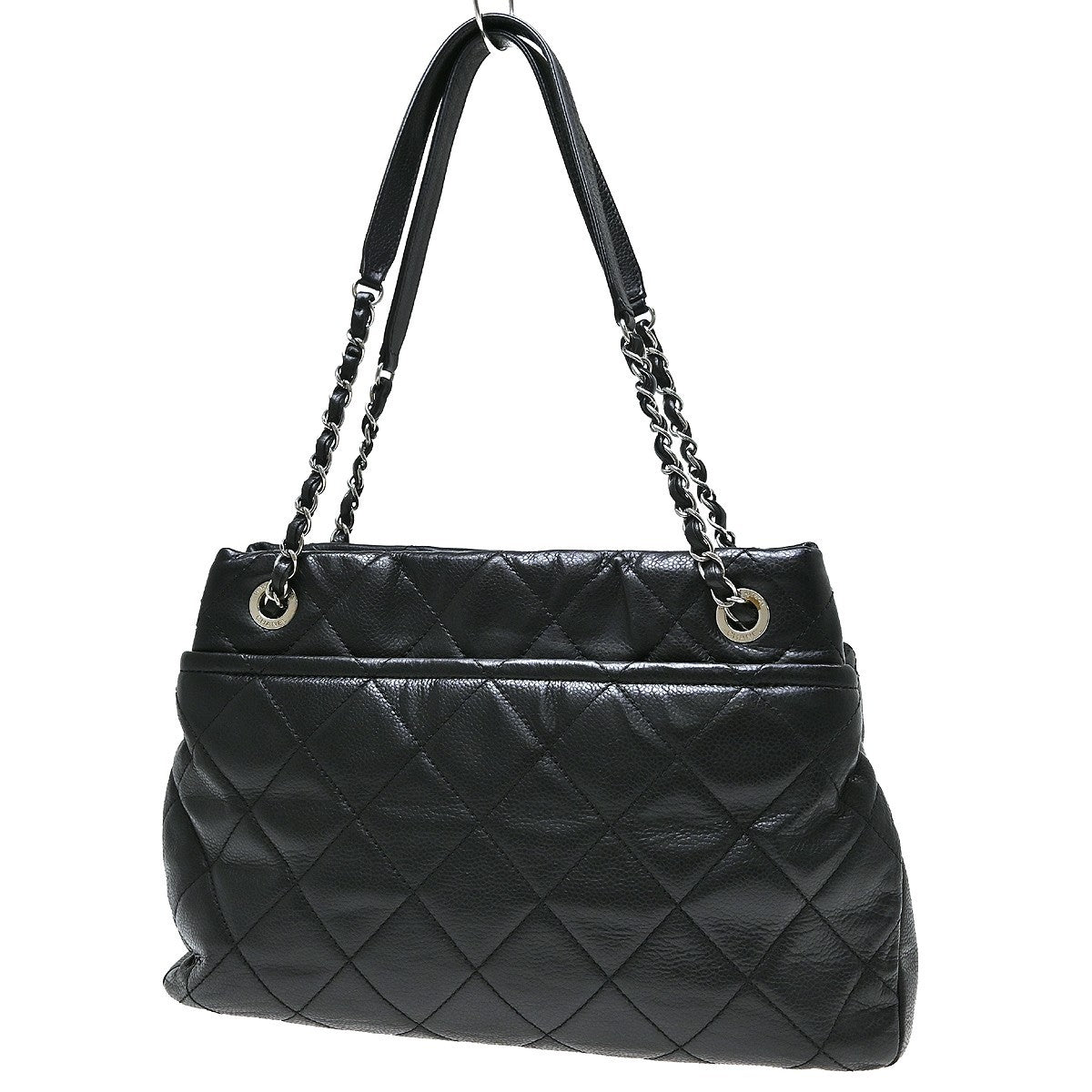 Chanel Timeless Cc Soft Quilted Caviar Black Leather Tote Bag Bag (Pre-Owned)