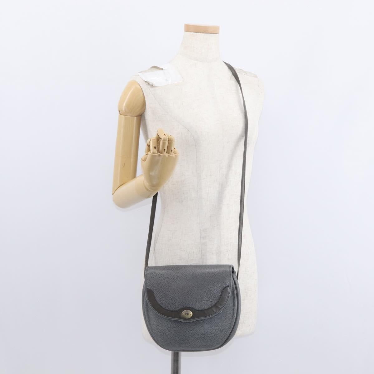 Christian Dior Vintage Cd Logo Leather Gray Leather Tote Bag Bag (Pre-Owned)