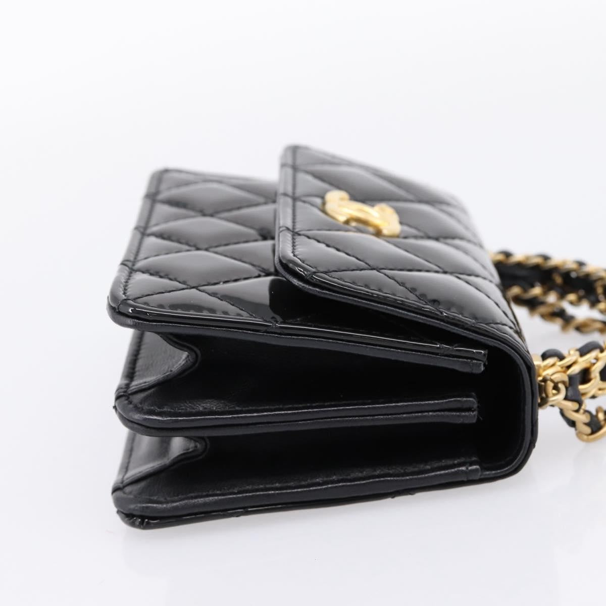 Chanel Woven Top Handle Cc Flap Clutch On Chain Patent Leather Black Patent_Leather Shoulder Bag Bag (Pre-Owned)