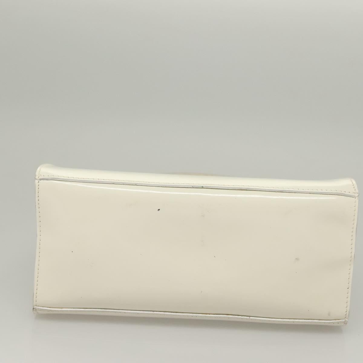 Salvatore Ferragamo Vintage Patent Leather White Patent_Leather Handbag (Pre-Owned)