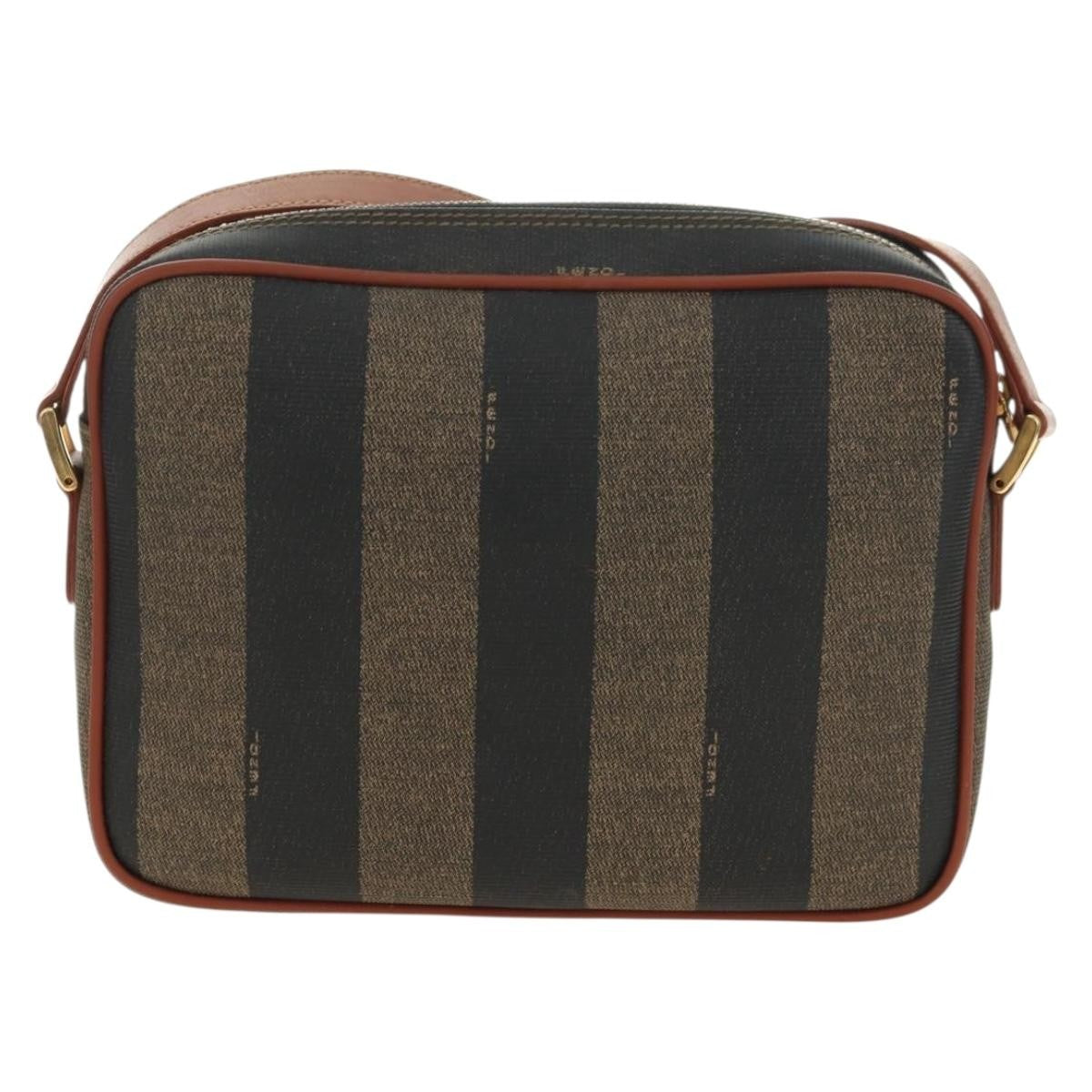Fendi Vintage Pequin Coated Canvas Brown Canvas Tote Bag Bag (Pre-Owned)
