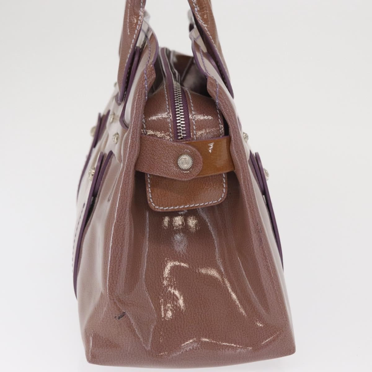 Salvatore Ferragamo Vintage Patent Leather Purple Patent_Leather Handbag (Pre-Owned)