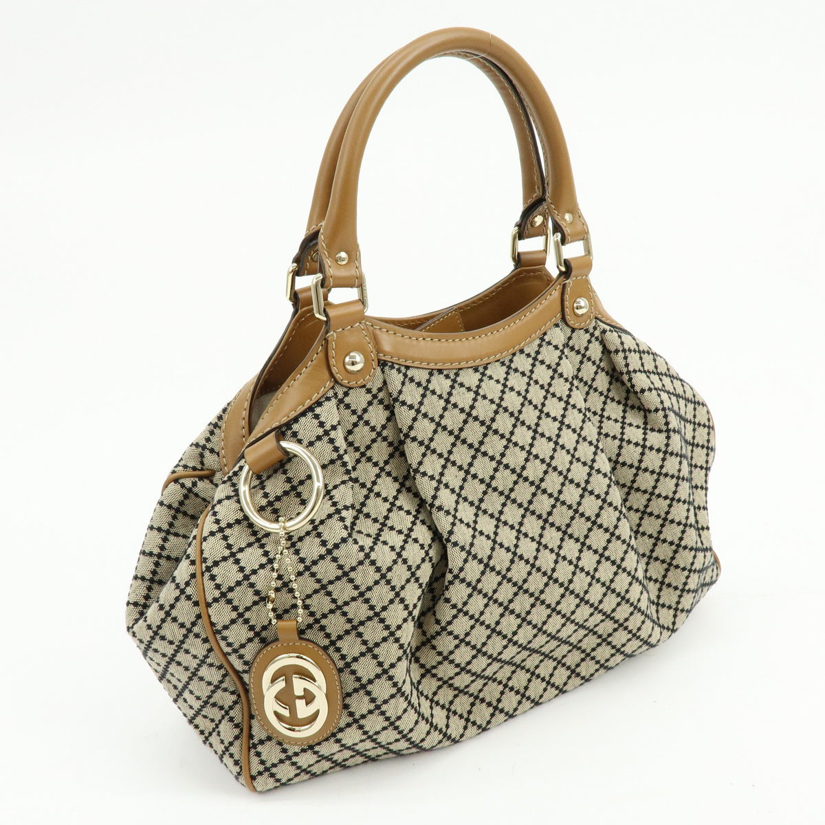 Gucci Sukey Microguccissima Leather Beige Canvas Tote Bag Bag (Pre-Owned)