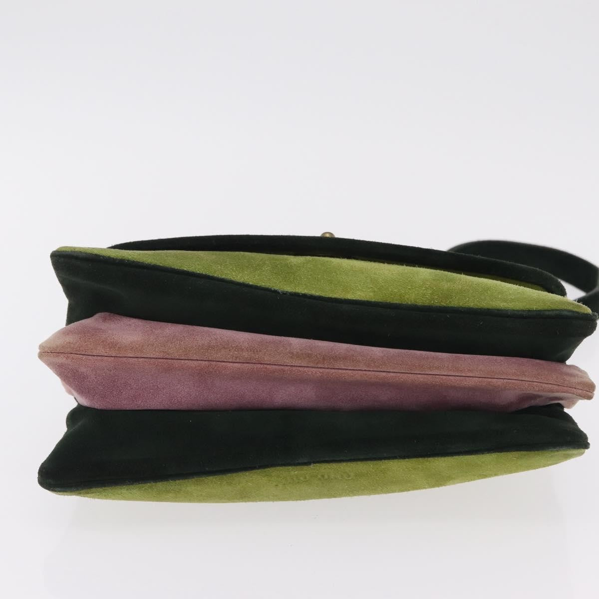 Miu Miu Vintage Flap Bag Suede Green Suede Handbag (Pre-Owned)