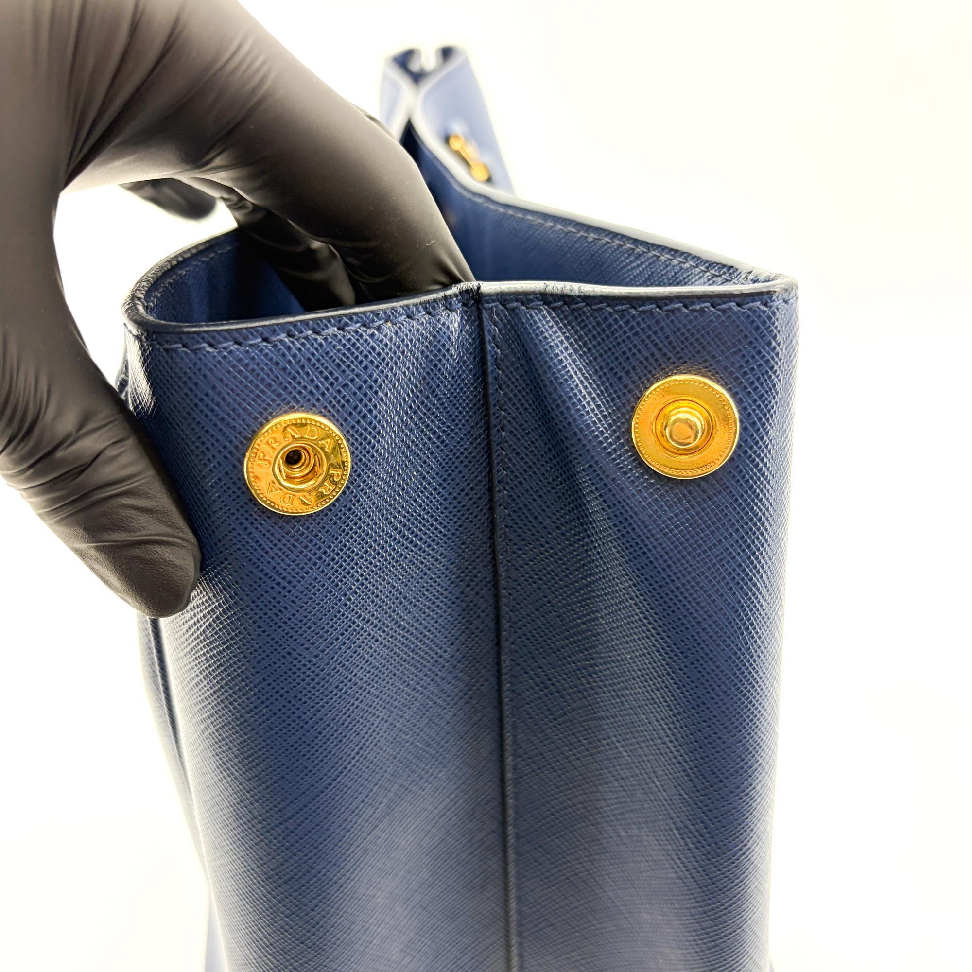 Prada Lux Open Saffiano Leather Blue Leather Tote Bag Bag (Pre-Owned)