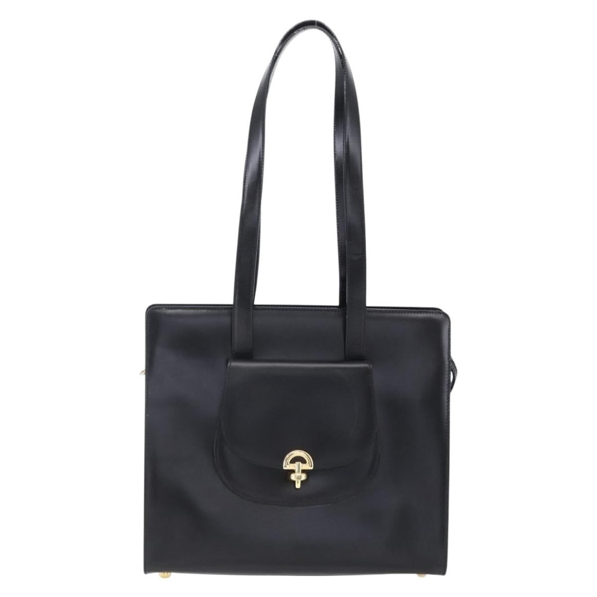Celine Tote Leather Black Leather Tote Bag Bag (Pre-Owned)