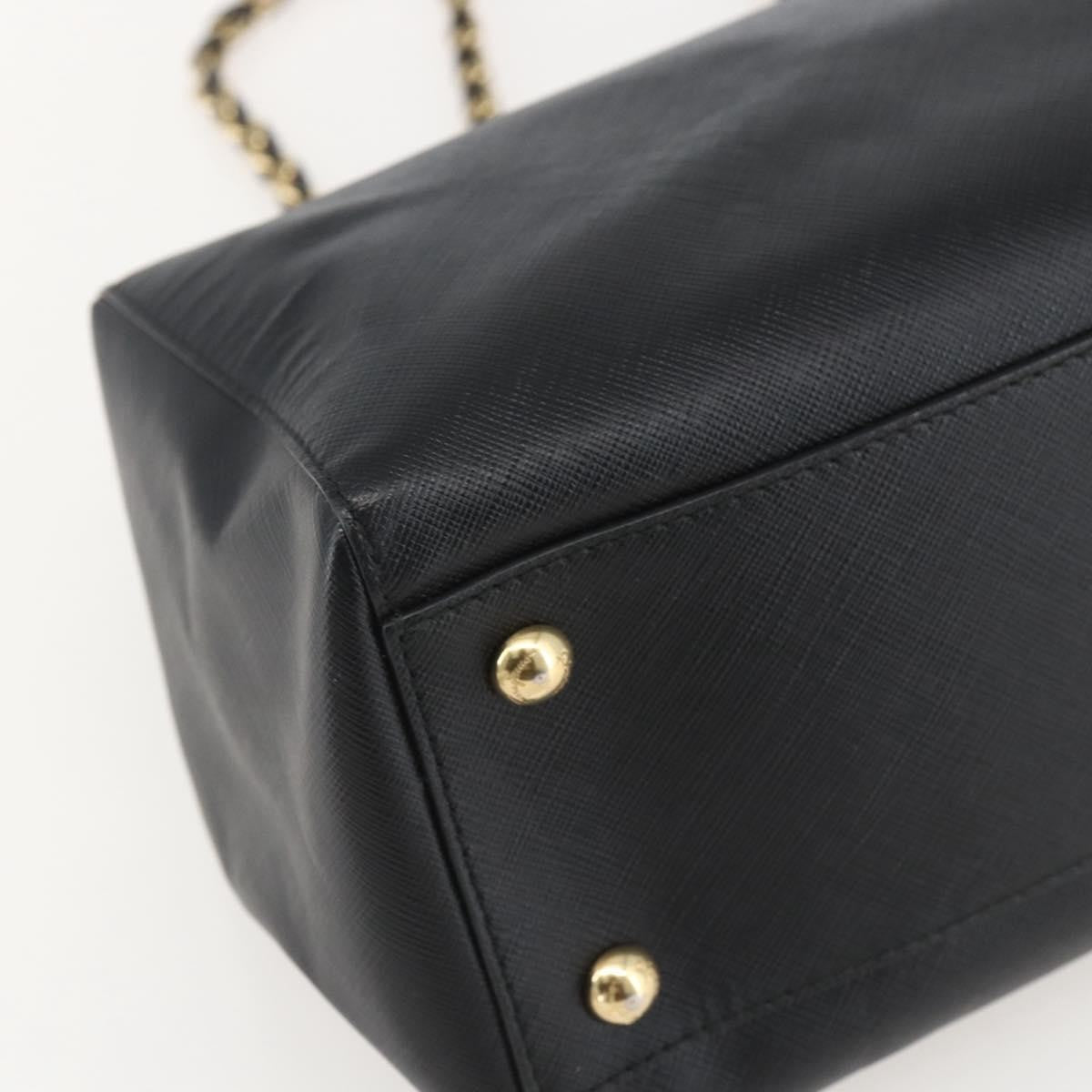 Salvatore Ferragamo Vala Chain Leather Black Leather Shoulder Bag Bag (Pre-Owned)