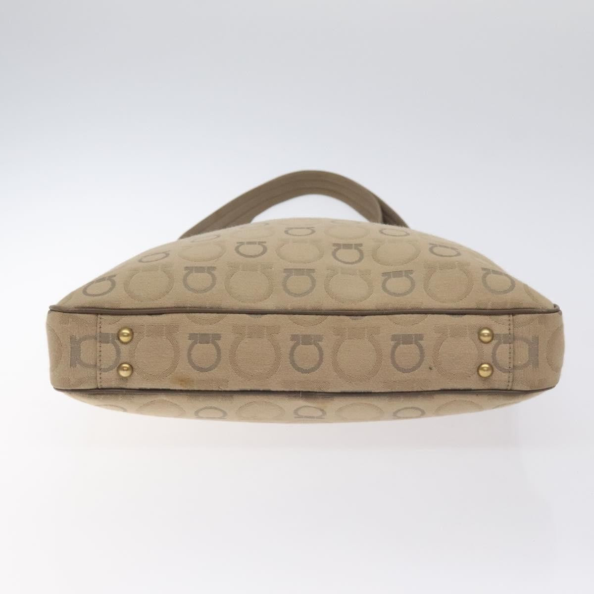 Salvatore Ferragamo Gancini Tote Gancini Canvas Beige Canvas Tote Bag Bag (Pre-Owned)