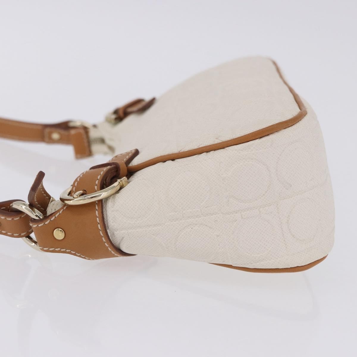 Salvatore Ferragamo Gancini Canvas And Leather White Canvas Clutche & Pouche Bag (Pre-Owned)