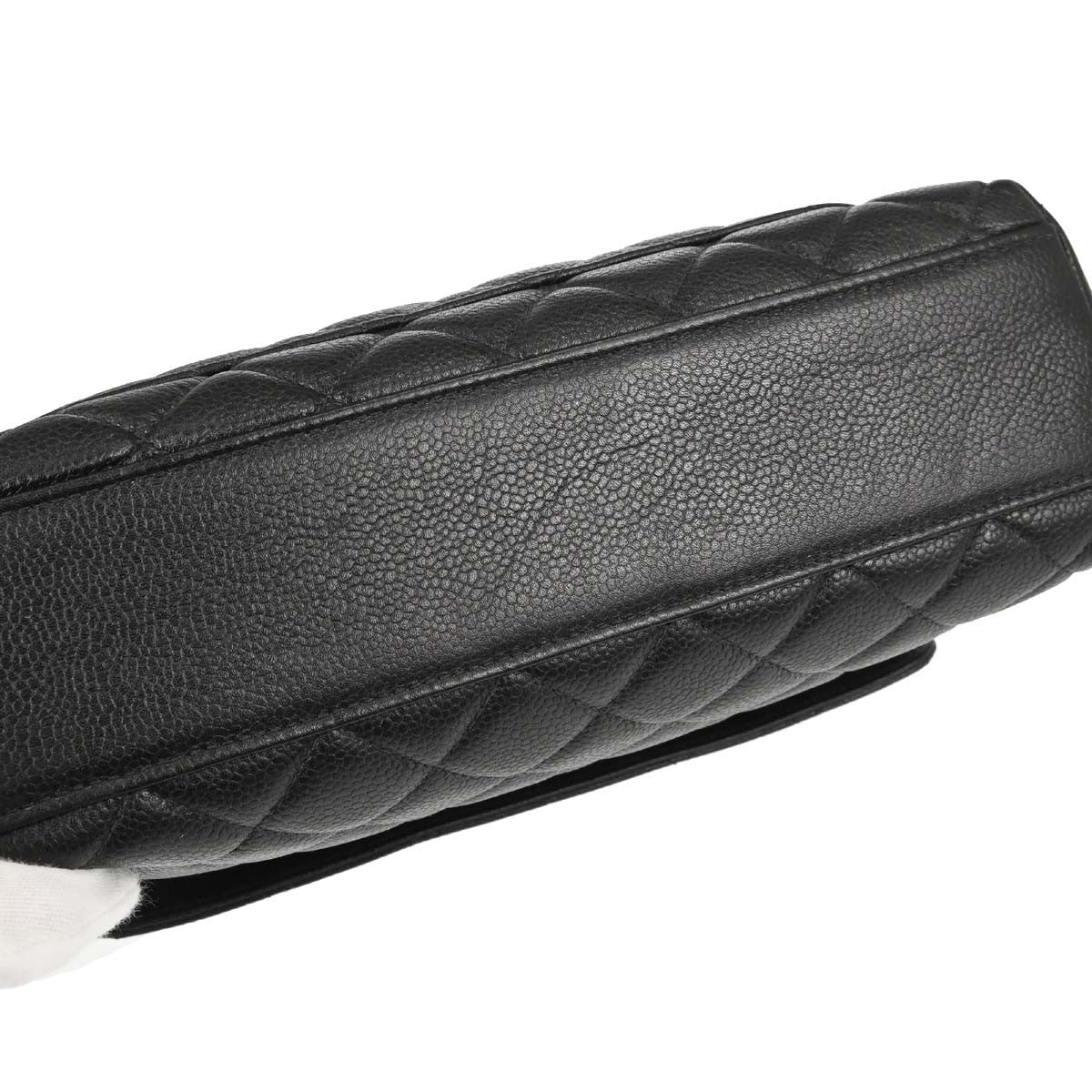 Chanel Vintage Classic Top Handle Flap Quilted Caviar Black Calfskin Handbag (Pre-Owned)